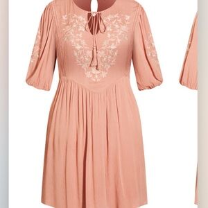 City chic goddess dress embroidered dress soft rose